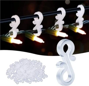 Heavy Duty Outdoor White Gutter Hooks Clips Christmas LED Icicle Fairy Lights - Picture 1 of 9