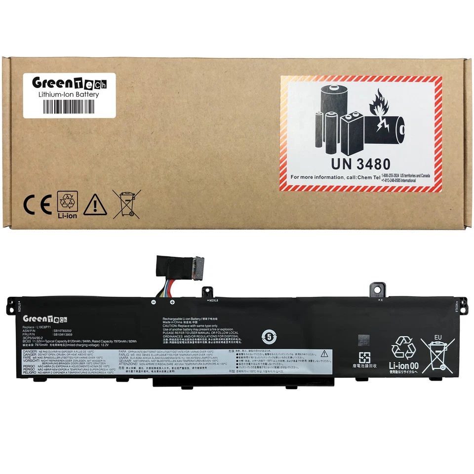 BATERÍA GREENTECH L19C6P71 5B10W13958 THINKPAD P15 P17 T15G GEN 1 GEN 2 92WHR Foto 1 de 1