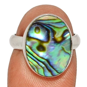 Doublet Abalone Shell 925 Sterling Silver Ring Jewelry s.6 CR61790 - Picture 1 of 1