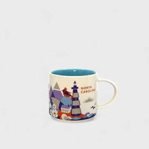 Starbucks North Carolina YOU ARE HERE Coffee Mug 14oz Used Ceramic White/Blue - Picture 1 of 9