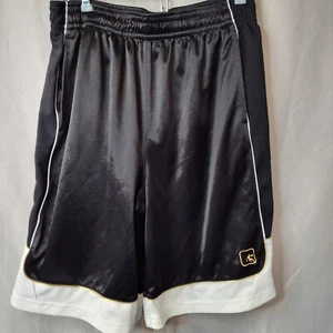 And1 boys large athletic shorts pockets black white gold drastring elastic waist - Picture 1 of 9