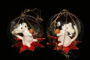 2 adornos de ratón de Navidad Kunstlerchutz muy raros de colección años 50-60 vidrio alemán - Imagen 1 de 10