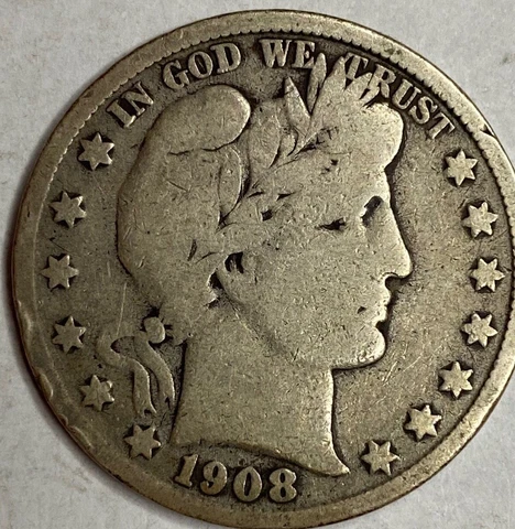 1908-S Barber Half Dollar,   90% Silver     LB32-63 Cover