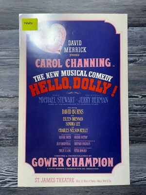 HELLO DOLLY, CAROL CHANNING, ST JAMES THEATRE, BROADWAY WINDOW CARD/POSTER REPRO - Image 1 of 4