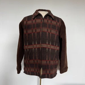 VTG Johnson Woolen Mills Jacket Mens XL Workwear Geometric Sherpa Pile Grizzly - Picture 1 of 6