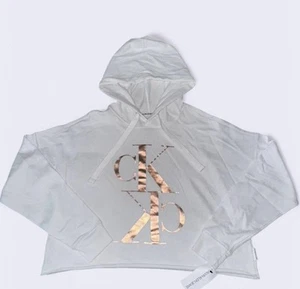 NWT Calvin Klein Metallic Cropped Pull-Over Hoodie Size XS - Picture 1 of 2