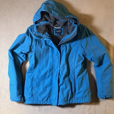 Abrigo Parka Lands' End Squall Impermeable Forrado de Vellón con Capucha Azul para Mujer S 6-8 Foto 1 de 4