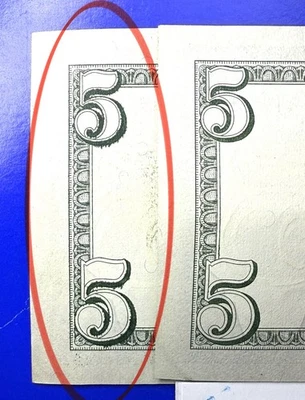 2017 A $5 Dollar Bill Inked Smear Error Heavy Over Inked Currency Numismatics. - Image 1 of 4