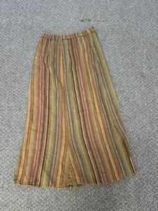 FLAX Multicolor 100% Linen Boho Stripe Maxi Skirt Women's Size Medium - Picture 1 of 5