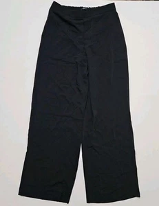 Madewell pantaloni dritti pull-on gamba larga crepe neri taglia alta media NT495 - Foto 1 di 3