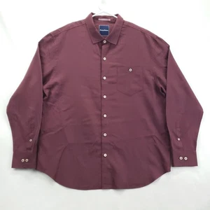 Chemise Tommy Bahama homme XL bordeaux soie coton boutonnée manches longues texturée - Photo 1/12