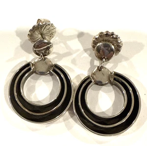 Sterling Silver Dangle Post Earrings signed FJ - Picture 1 of 7