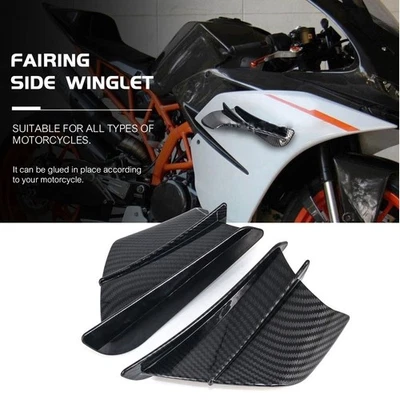 Universal Motorcycle Side Fairing Winglet Wing Kit Spoiler Gloss Carbon Fiber - Image 1 of 4