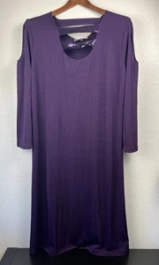 Vestido midi púrpura con lentejuelas y mangas con ojo de cerradura de marca Slinky para mujer talla grande 2x - Imagen 1 de 9
