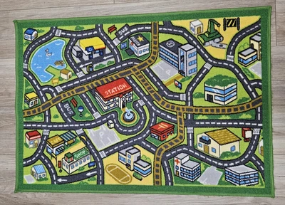 赛车轨道地毯游戏垫儿童幼儿地毯公路玩具地板 31 x 44 — 第 1/4 张图片