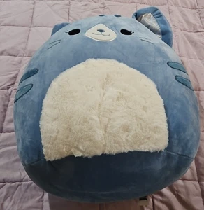 Squishmallow Carizma 16" Blue Cat NWT BAM Exclusive Kellytoy Fuzzy Belly - Picture 1 of 5