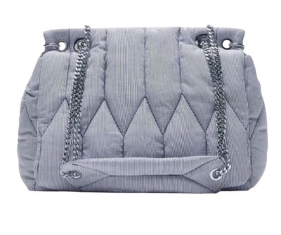 Bolso de Hombro Zara Azul Blanco A Rayas Acolchado Correa Plateada Eslabón de Cadena Nuevo con Etiquetas Foto 1 de 4