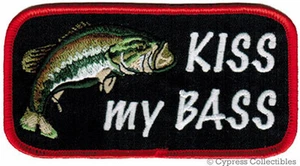 KISS MY BASS PATCH embroidered iron-on FISHING FISH new APPLIQUE LARGE MOUTH - Imagen 1 de 1