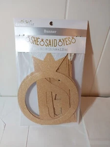 Wedding Engagement Shower Party Banner SHE SAID YES Glitter Ring 8" x 88.5" NEW - Imagen 1 de 4