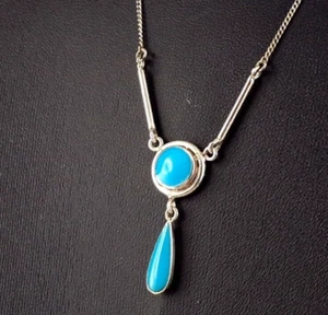 Kette Silber 925 Collier Howlith türkis - modern & zauberhaft - Bild 1 von 8