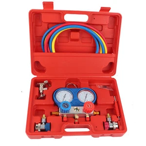 R134a Air Conditioner A/C Manifold Gauge Set with 5ft Charging Hose Tool NEW - Picture 1 of 16