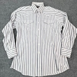Panhandle Slim Shirt Mens 16 34 White Striped Cowboy Western Ranchwear USA VTG - Picture 1 of 10