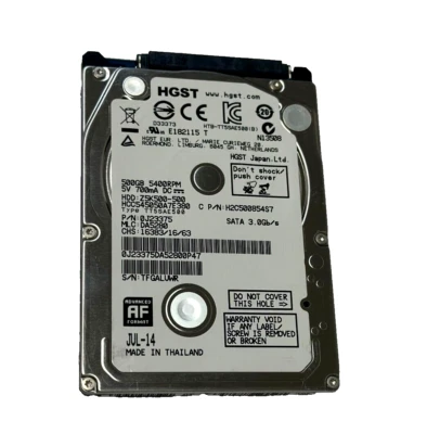 HGST  500GB Z5K500-500 5400RPM 2.5" Laptop Hard Drive HTS545050A7E380 - Image 1 of 2