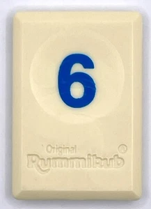 Rummikub Tile Blue 6 Game Replacement Smooth Number Engraved Back Pressman - Picture 1 of 2