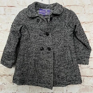 madden girl kids girls tweed pea coat size 5 black white - Picture 1 of 7