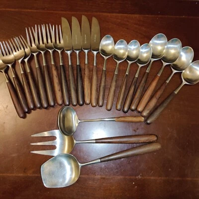 Cubiertos Lauffer Japón palisandro de palisandro MCM 4 juegos + para servir 23 Foto 1 de 4