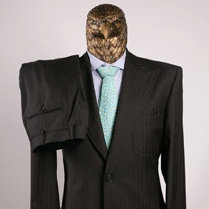 Neu mit Etikett $ 3250 Patrick Hellmann gestreifter Anzug aus reiner Wolle schwarz/rot 40US/50IT LANG - Bild 1 von 24