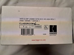 3470 2-3/4”US26D WTN SCC KD ASA REV.1 ANSI/BHMA -Grade 1 Classroom - Picture 1 of 4