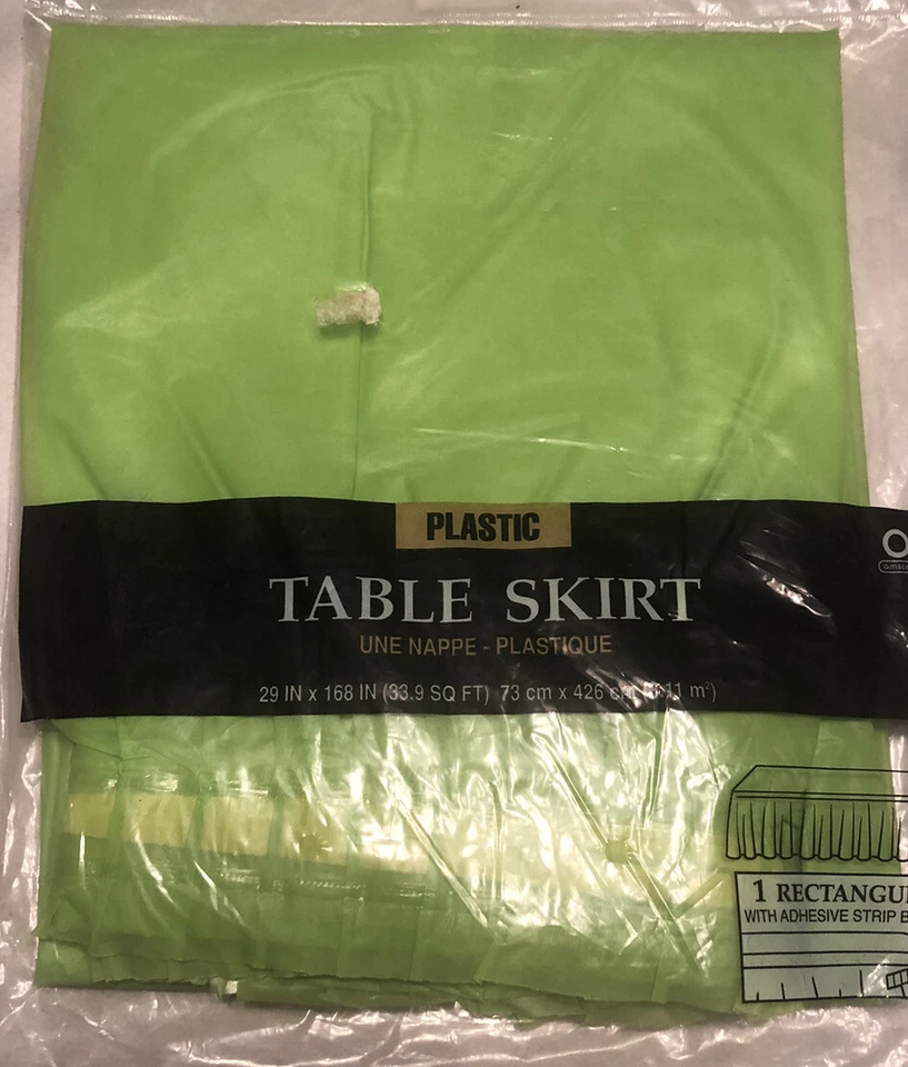 Falda Mesa Plástica 29" x 14' Rectangular Fiesta Verde Lima Nueva En Paquete Foto 1 de 4