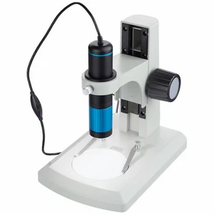 Microscopio digital USB AmScope 10-64X zoom parfocal continuo 5 MP con soporte de pista - Imagen 1 de 3