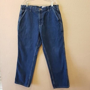Carhartt Dungaree Fit Men's Blue Denim Cargo Jeans 36x30 100% Cotton  - Picture 1 of 8