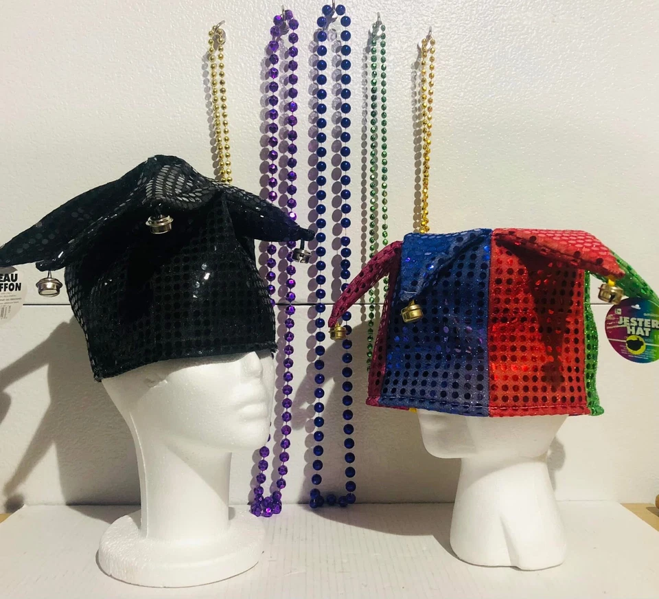 Kit Mardi Gras (2) sombreros bufón (5) cuentas talla única para la mayoría  Foto 1 de 4