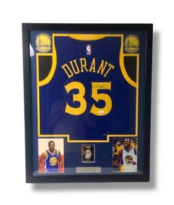 Kevin Durant Framed Signed Golden State Warriors Jersey w/ JSA Cert & Sports Car - Picture 1 of 5