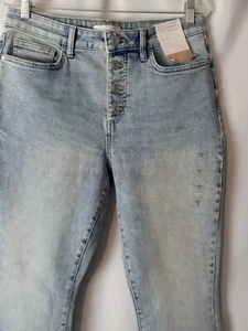 Lauren Conrad Stretch High-Rise Skinny Button-Fly Blue Denim Jeans Size 12L NWT - Picture 1 of 7