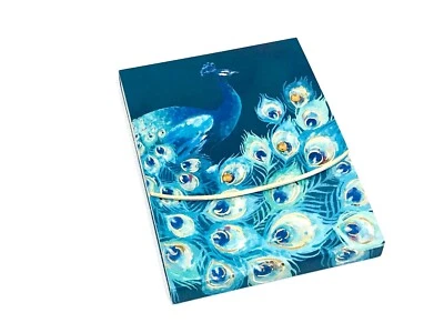 PUNCH STUDIO GOLD FOIL JEWEL EMBELLISHED MINI POCKET NOTEPAD EMERALD PEACOCK