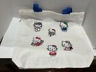 Hello Kitty Tote Bag With Embroidered Patches White With Blue Handle