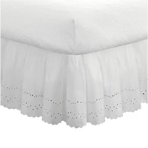 FRESH IDEAS Ideas Ruffled Eyelet Bed Skirt Dust Ruffle with Gathered Styling ... - Picture 1 of 9