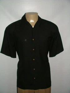 MENS JOS A BANK CASUAL SHIRT SIZE L 100% POLYESTER BLACK SOLID #190 - Picture 1 of 5