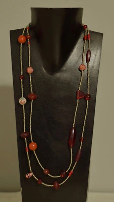 Collar África Cristal Rojo Porcelana Cinabrio Cuentas Collar Foto 1 de 2