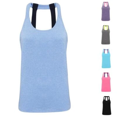 TriDri Womens Ladies Vest Double Strap Back Cool Wicking Gym Fitness Running Top - Image 1 of 4