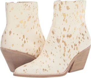 NEW | Dolce Vita Volli Pointed Western Booties | Gold Multi Calf Fur | Womens 10 - Picture 1 of 8