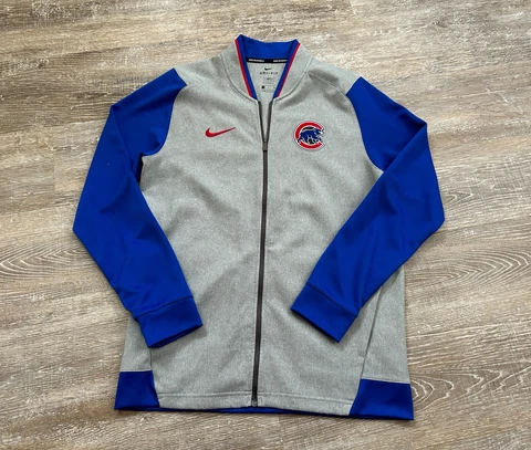 Nike Retro Chicago Cubs Track Jacket Full Zip Dri Fit Banded Collar Baseball S Cover