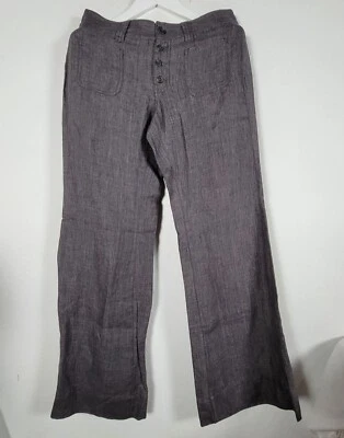 CAbi Womens Gray Slate Linen Sailor Pants Size 8 Wide Leg Casual 371New $98 - Image 1 of 4