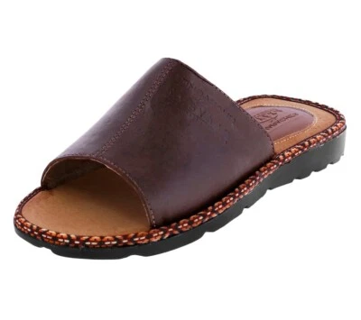 Mens Sandals Authentic Mexican Huaraches Slides Woven Real Leather Open Brown - Image 1 of 4