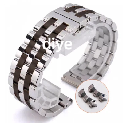 16mm-26mm Straight+Curved End Metal Bracelet Stainless Steel Watch Band Strap - Image 1 of 4