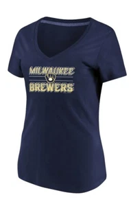 (NEW) Women's Majestic Milwaukee Brewers Compulsion to Win V-Neck T-Shirt - Picture 1 of 3